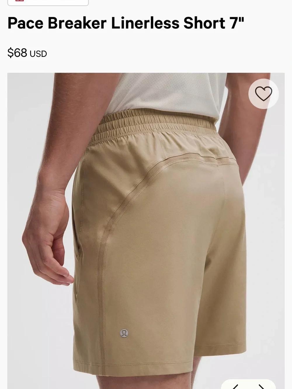 lululemon athletica Men's Light Beige Athletic Shorts